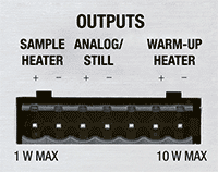 372heateroutput Three heater outputs on the Model 372