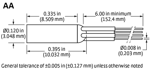 AA dimensions